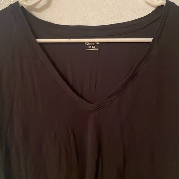 Madewell XL Black V-Neck Short Sleeve Tee 100% Cotton - Picture 4 of 5